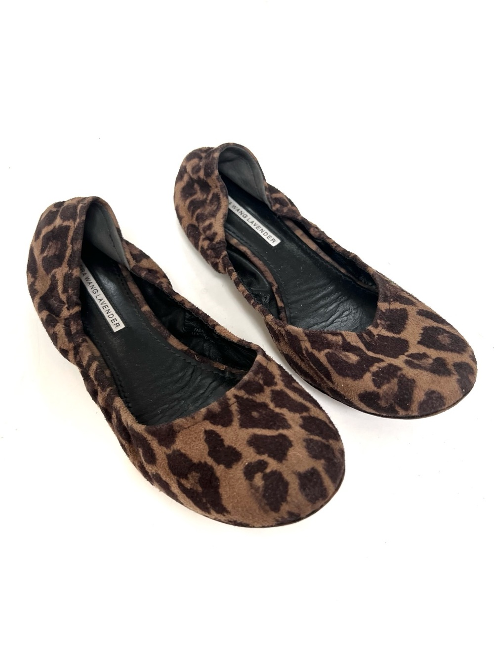 Vera Wang Lavender Leopard Print Ballet Flats Brown Animal Print Fabric Shoes 8M